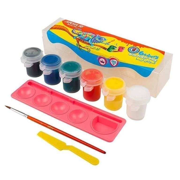 گواش 6 رنگ پیوسته جعبه طلقی آریا