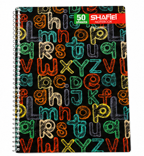 دفتر زبان انگلیسی چهار خط 50 برگ سیمی شفیعی رنگ مشکی